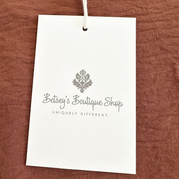 NWT Betsey's Boutique Shop Blouse Size M Terracotta Sleeveless Ruffle - Picture 5 of 8